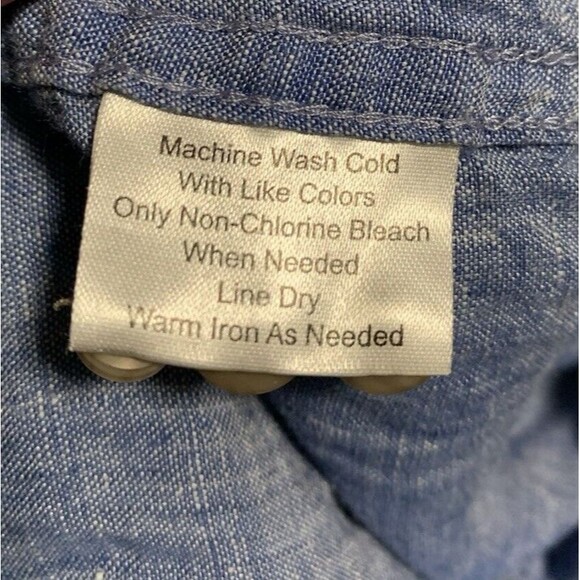 Joseph Abboud Linen Button-Up Shirt Men's XL Long Sleeve Heather Blue Flip Cuff - Picture 12 of 16